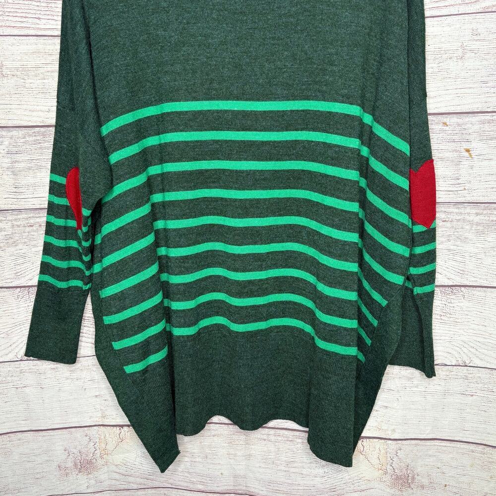 Mersea The Amour Alpine Clover Striped Heart Patch Pullover Sweater One Size - Picture 13 of 13